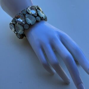 Vintage Italian Bracelet Large clear Blue Multiple Crystals Stones Quality Sz 7”